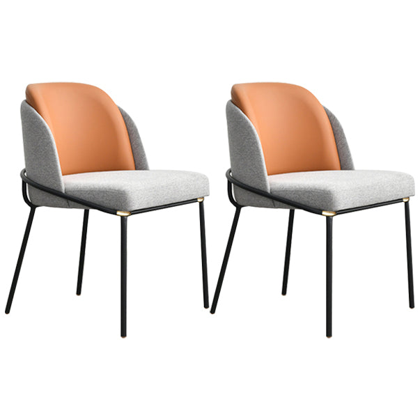 Contemporary Kitchen Chair Armless Side Chair with Metal Legs Yellow-Brown 2 Piece Set Clearhalo ' kitchen&dining_furn' 'Dining Chairs' 'Dining Tables & Seating' 'dining_chair' 'furn' 'furn_dining_chair' 'Furniture' 'furniture_dining_chair' 'Kitchen & Dining Furniture' 'kitchen' 4577674