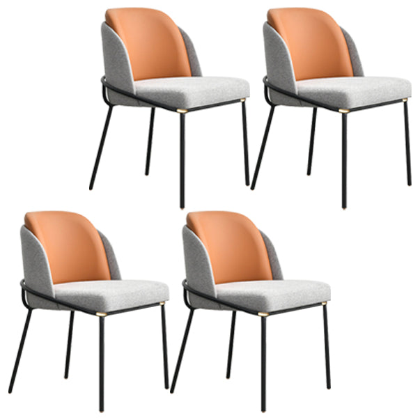 Contemporary Kitchen Chair Armless Side Chair with Metal Legs Yellow-Brown 4 Piece Set Clearhalo ' kitchen&dining_furn' 'Dining Chairs' 'Dining Tables & Seating' 'dining_chair' 'furn' 'furn_dining_chair' 'Furniture' 'furniture_dining_chair' 'Kitchen & Dining Furniture' 'kitchen' 4577675