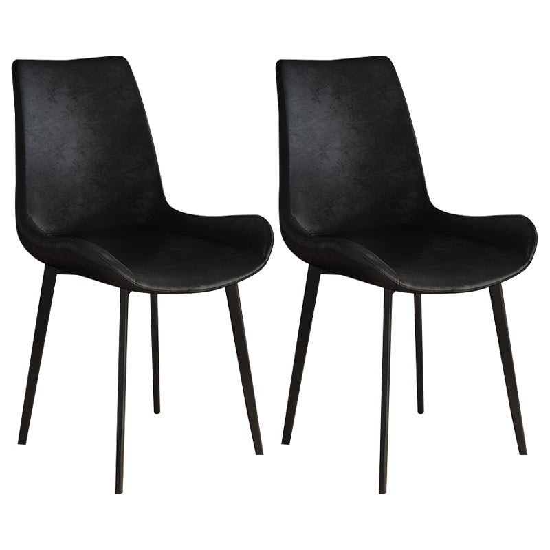 Contemporary Kitchen Chairs Armless Side Chair with Metal Legs Black 2 Piece Set Clearhalo ' kitchen&dining_furn' 'Dining Chairs' 'Dining Tables & Seating' 'dining_chair' 'furn' 'furn_dining_chair' 'Furniture' 'furniture_dining_chair' 'Kitchen & Dining Furniture' 'kitchen' 4577681