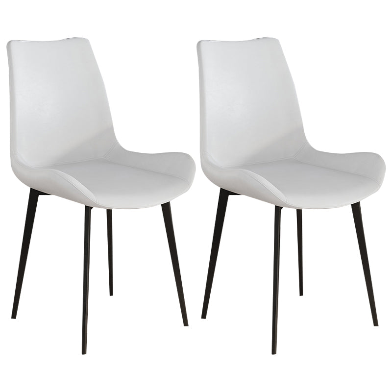 Contemporary Kitchen Chairs Armless Side Chair with Metal Legs White 2 Piece Set Clearhalo ' kitchen&dining_furn' 'Dining Chairs' 'Dining Tables & Seating' 'dining_chair' 'furn' 'furn_dining_chair' 'Furniture' 'furniture_dining_chair' 'Kitchen & Dining Furniture' 'kitchen' 4577685