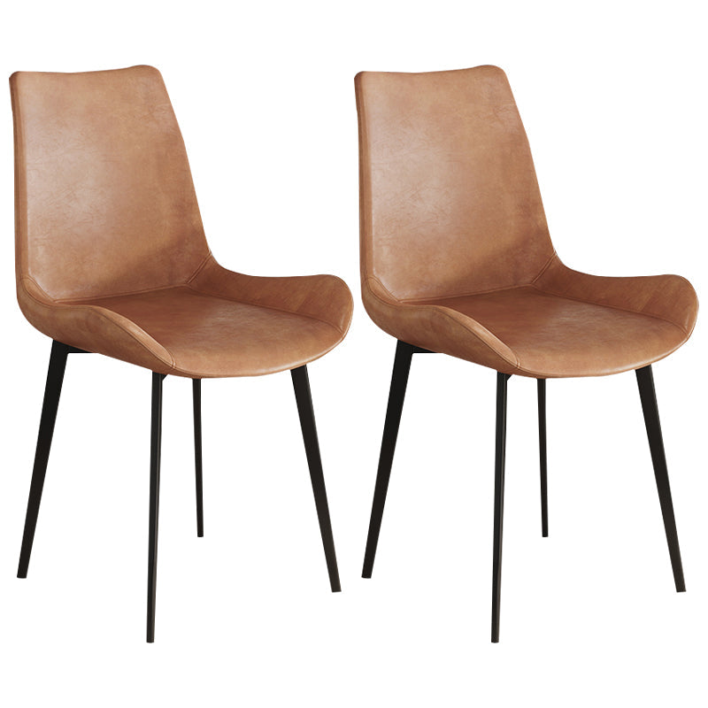 Contemporary Kitchen Chairs Armless Side Chair with Metal Legs Brown 2 Piece Set Clearhalo ' kitchen&dining_furn' 'Dining Chairs' 'Dining Tables & Seating' 'dining_chair' 'furn' 'furn_dining_chair' 'Furniture' 'furniture_dining_chair' 'Kitchen & Dining Furniture' 'kitchen' 4577687