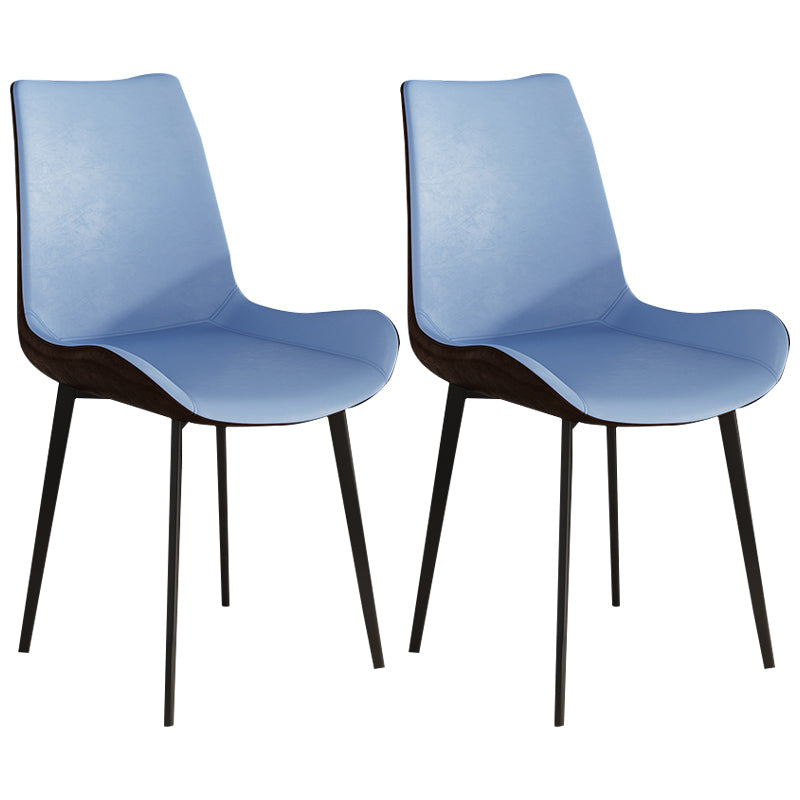 Contemporary Kitchen Chairs Armless Side Chair with Metal Legs Blue-Brown 2 Piece Set Clearhalo ' kitchen&dining_furn' 'Dining Chairs' 'Dining Tables & Seating' 'dining_chair' 'furn' 'furn_dining_chair' 'Furniture' 'furniture_dining_chair' 'Kitchen & Dining Furniture' 'kitchen' 4577691