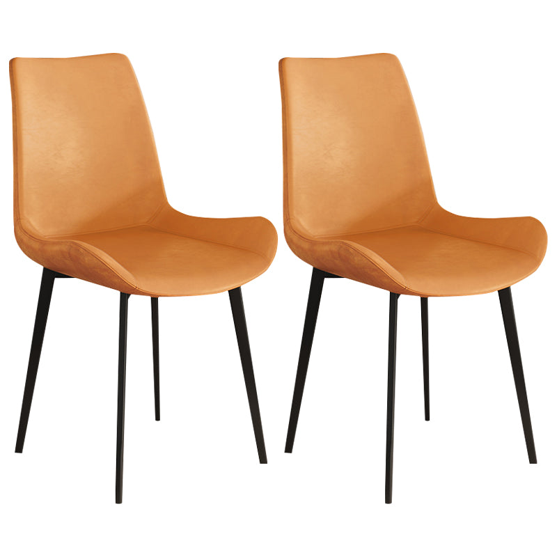 Contemporary Kitchen Chairs Armless Side Chair with Metal Legs Orange 2 Piece Set Clearhalo ' kitchen&dining_furn' 'Dining Chairs' 'Dining Tables & Seating' 'dining_chair' 'furn' 'furn_dining_chair' 'Furniture' 'furniture_dining_chair' 'Kitchen & Dining Furniture' 'kitchen' 4577694