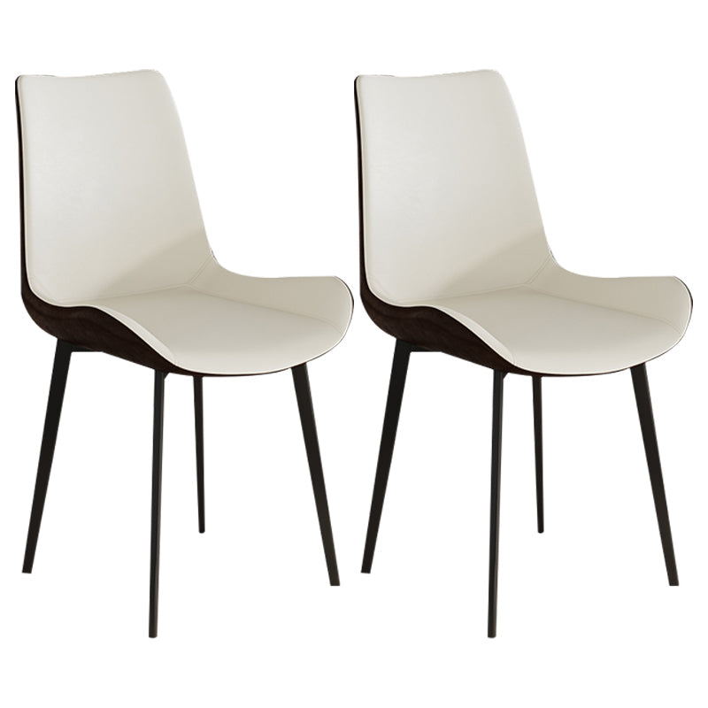 Contemporary Kitchen Chairs Armless Side Chair with Metal Legs Off-White 2 Piece Set Clearhalo ' kitchen&dining_furn' 'Dining Chairs' 'Dining Tables & Seating' 'dining_chair' 'furn' 'furn_dining_chair' 'Furniture' 'furniture_dining_chair' 'Kitchen & Dining Furniture' 'kitchen' 4577696