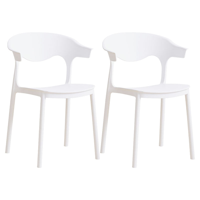 Contemporary Kitchen Stackable Chair Dining Armless Side Chair with Plastic Legs White 2 Piece Set Clearhalo ' kitchen&dining_furn' 'Dining Chairs' 'Dining Tables & Seating' 'dining_chair' 'furn' 'furn_dining_chair' 'Furniture' 'furniture_dining_chair' 'Kitchen & Dining Furniture' 'kitchen' 4577709