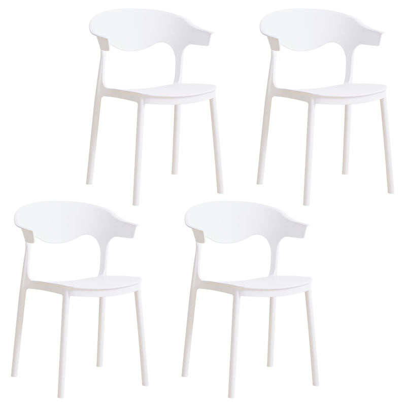 Contemporary Kitchen Stackable Chair Dining Armless Side Chair with Plastic Legs White 4 Piece Set Clearhalo ' kitchen&dining_furn' 'Dining Chairs' 'Dining Tables & Seating' 'dining_chair' 'furn' 'furn_dining_chair' 'Furniture' 'furniture_dining_chair' 'Kitchen & Dining Furniture' 'kitchen' 4577710