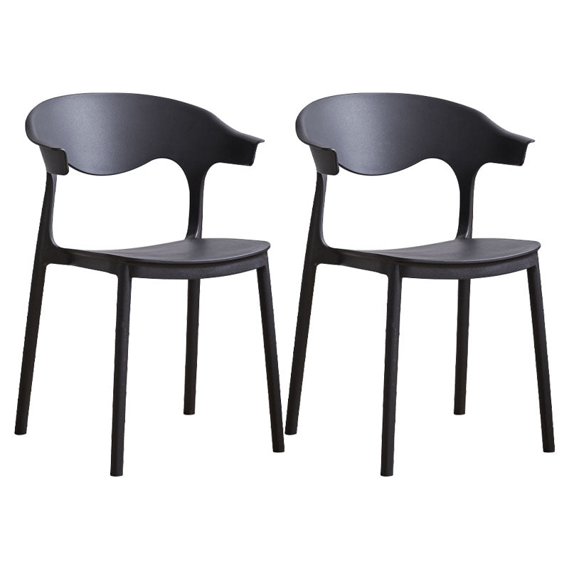 Contemporary Kitchen Stackable Chair Dining Armless Side Chair with Plastic Legs Black 2 Piece Set Clearhalo ' kitchen&dining_furn' 'Dining Chairs' 'Dining Tables & Seating' 'dining_chair' 'furn' 'furn_dining_chair' 'Furniture' 'furniture_dining_chair' 'Kitchen & Dining Furniture' 'kitchen' 4577714
