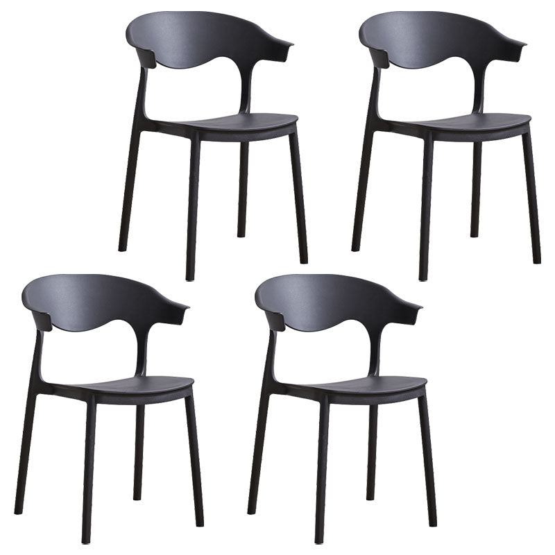 Contemporary Kitchen Stackable Chair Dining Armless Side Chair with Plastic Legs Black 4 Piece Set Clearhalo ' kitchen&dining_furn' 'Dining Chairs' 'Dining Tables & Seating' 'dining_chair' 'furn' 'furn_dining_chair' 'Furniture' 'furniture_dining_chair' 'Kitchen & Dining Furniture' 'kitchen' 4577716