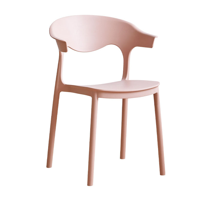 Contemporary Kitchen Stackable Chair Dining Armless Side Chair with Plastic Legs Pink 1 Piece Clearhalo ' kitchen&dining_furn' 'Dining Chairs' 'Dining Tables & Seating' 'dining_chair' 'furn' 'furn_dining_chair' 'Furniture' 'furniture_dining_chair' 'Kitchen & Dining Furniture' 'kitchen' 4577724