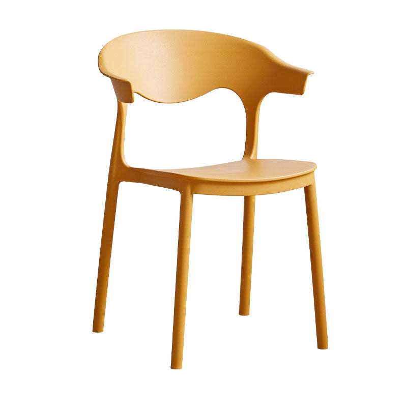 Contemporary Kitchen Stackable Chair Dining Armless Side Chair with Plastic Legs Yellow 1 Piece Clearhalo ' kitchen&dining_furn' 'Dining Chairs' 'Dining Tables & Seating' 'dining_chair' 'furn' 'furn_dining_chair' 'Furniture' 'furniture_dining_chair' 'Kitchen & Dining Furniture' 'kitchen' 4577728