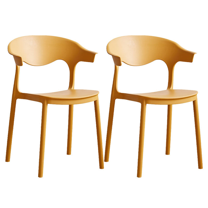 Contemporary Kitchen Stackable Chair Dining Armless Side Chair with Plastic Legs Yellow 2 Piece Set Clearhalo ' kitchen&dining_furn' 'Dining Chairs' 'Dining Tables & Seating' 'dining_chair' 'furn' 'furn_dining_chair' 'Furniture' 'furniture_dining_chair' 'Kitchen & Dining Furniture' 'kitchen' 4577729