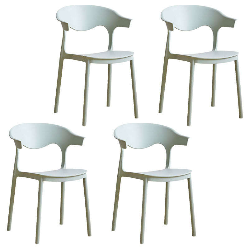 Contemporary Kitchen Stackable Chair Dining Armless Side Chair with Plastic Legs Green 4 Piece Set Clearhalo ' kitchen&dining_furn' 'Dining Chairs' 'Dining Tables & Seating' 'dining_chair' 'furn' 'furn_dining_chair' 'Furniture' 'furniture_dining_chair' 'Kitchen & Dining Furniture' 'kitchen' 4577733