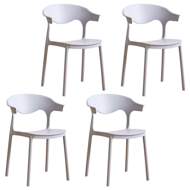 Contemporary Kitchen Stackable Chair Dining Armless Side Chair with Plastic Legs Grey 4 Piece Set Clearhalo ' kitchen&dining_furn' 'Dining Chairs' 'Dining Tables & Seating' 'dining_chair' 'furn' 'furn_dining_chair' 'Furniture' 'furniture_dining_chair' 'Kitchen & Dining Furniture' 'kitchen' 4577736
