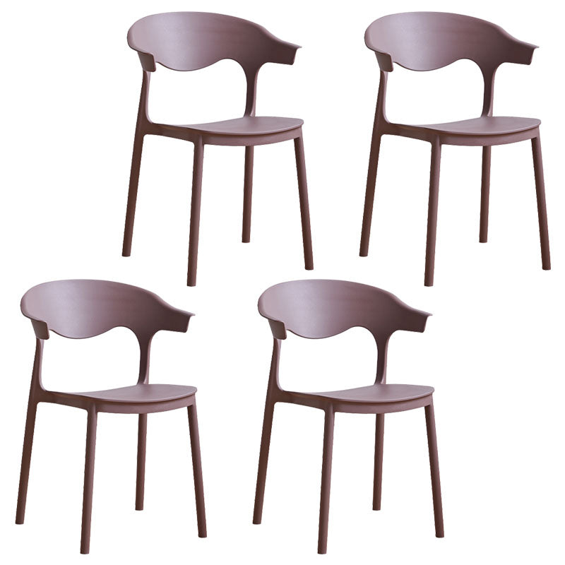 Contemporary Kitchen Stackable Chair Dining Armless Side Chair with Plastic Legs Purple 4 Piece Set Clearhalo ' kitchen&dining_furn' 'Dining Chairs' 'Dining Tables & Seating' 'dining_chair' 'furn' 'furn_dining_chair' 'Furniture' 'furniture_dining_chair' 'Kitchen & Dining Furniture' 'kitchen' 4577739