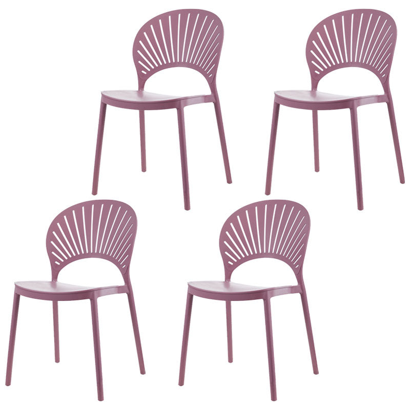Contemporary Kitchen Stackable Chairs Plastic Dining Armless Side Chair Purple 4 Piece Set Clearhalo ' kitchen&dining_furn' 'Dining Chairs' 'Dining Tables & Seating' 'dining_chair' 'furn' 'furn_dining_chair' 'Furniture' 'furniture_dining_chair' 'Kitchen & Dining Furniture' 'kitchen' 4577746