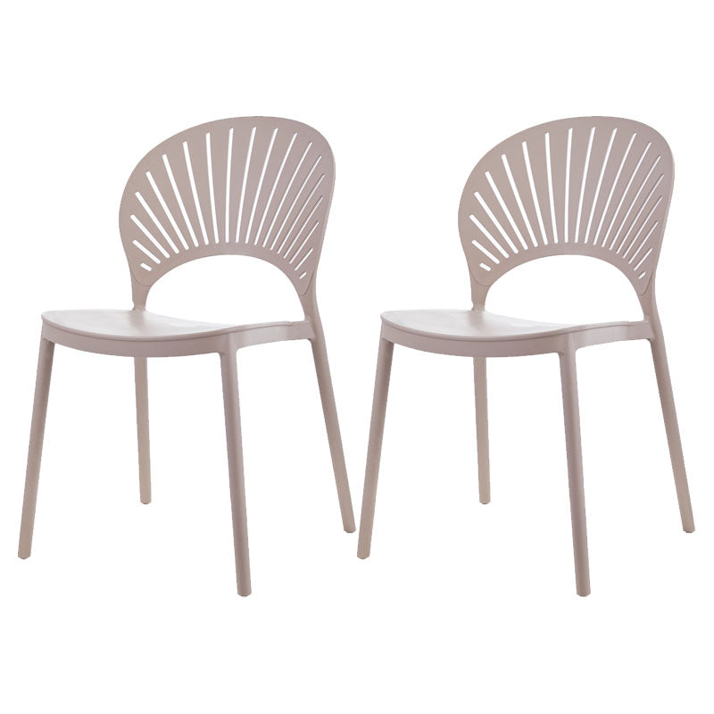 Contemporary Kitchen Stackable Chairs Plastic Dining Armless Side Chair Gray-Khaki 2 Piece Set Clearhalo ' kitchen&dining_furn' 'Dining Chairs' 'Dining Tables & Seating' 'dining_chair' 'furn' 'furn_dining_chair' 'Furniture' 'furniture_dining_chair' 'Kitchen & Dining Furniture' 'kitchen' 4577755