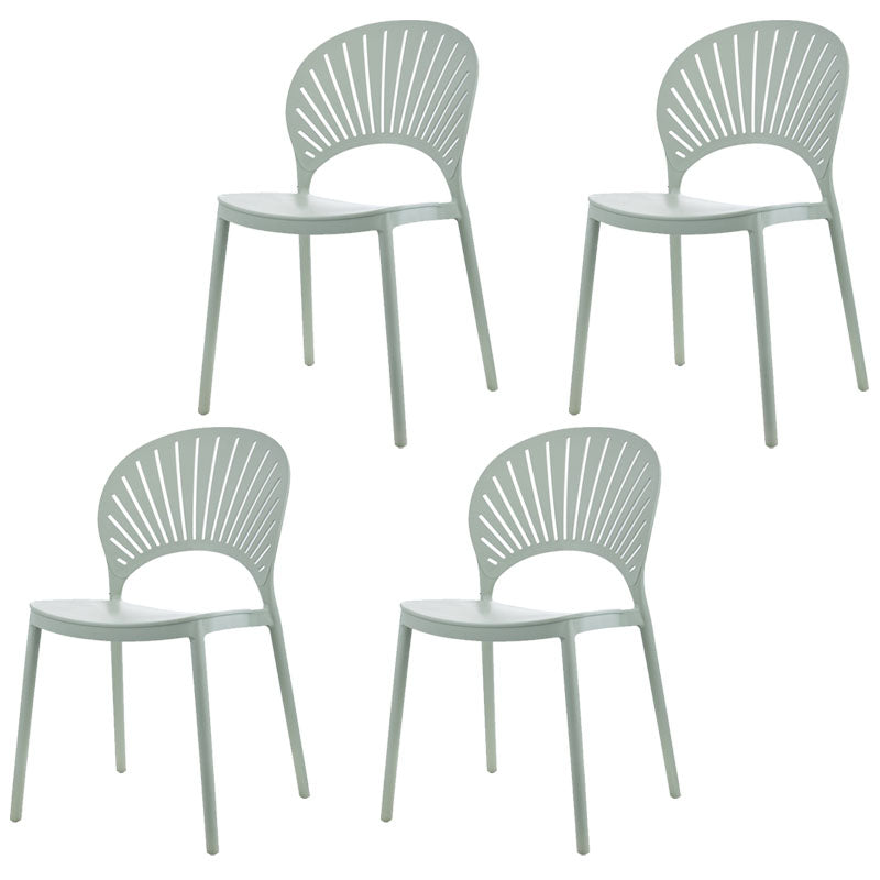 Contemporary Kitchen Stackable Chairs Plastic Dining Armless Side Chair Green 4 Piece Set Clearhalo ' kitchen&dining_furn' 'Dining Chairs' 'Dining Tables & Seating' 'dining_chair' 'furn' 'furn_dining_chair' 'Furniture' 'furniture_dining_chair' 'Kitchen & Dining Furniture' 'kitchen' 4577769
