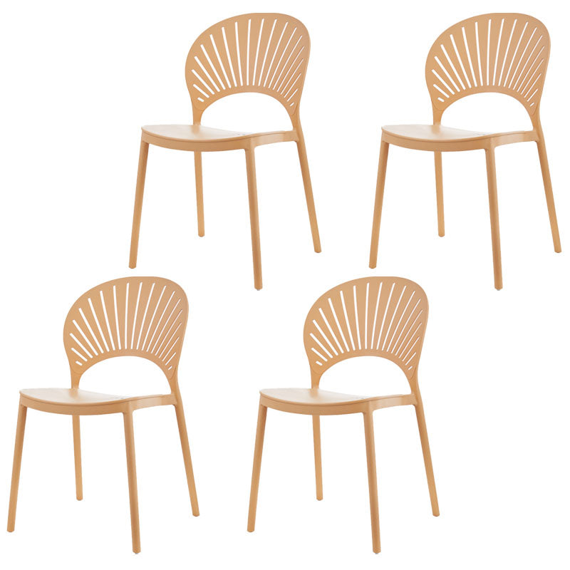 Contemporary Kitchen Stackable Chairs Plastic Dining Armless Side Chair Beige 4 Piece Set Clearhalo ' kitchen&dining_furn' 'Dining Chairs' 'Dining Tables & Seating' 'dining_chair' 'furn' 'furn_dining_chair' 'Furniture' 'furniture_dining_chair' 'Kitchen & Dining Furniture' 'kitchen' 4577773