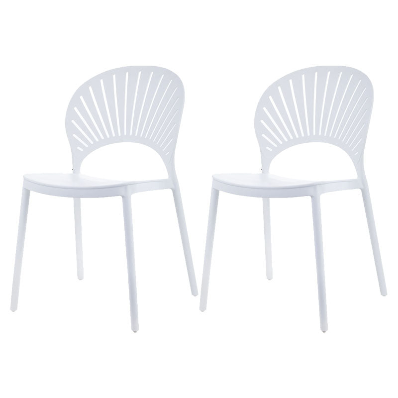 Contemporary Kitchen Stackable Chairs Plastic Dining Armless Side Chair White 2 Piece Set Clearhalo ' kitchen&dining_furn' 'Dining Chairs' 'Dining Tables & Seating' 'dining_chair' 'furn' 'furn_dining_chair' 'Furniture' 'furniture_dining_chair' 'Kitchen & Dining Furniture' 'kitchen' 4577787