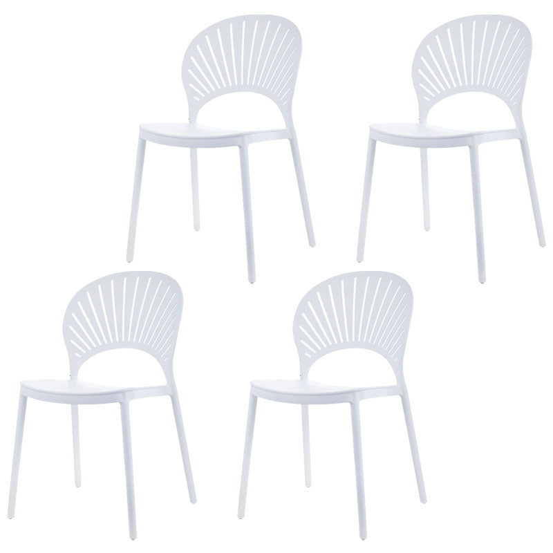 Contemporary Kitchen Stackable Chairs Plastic Dining Armless Side Chair White 4 Piece Set Clearhalo ' kitchen&dining_furn' 'Dining Chairs' 'Dining Tables & Seating' 'dining_chair' 'furn' 'furn_dining_chair' 'Furniture' 'furniture_dining_chair' 'Kitchen & Dining Furniture' 'kitchen' 4577788