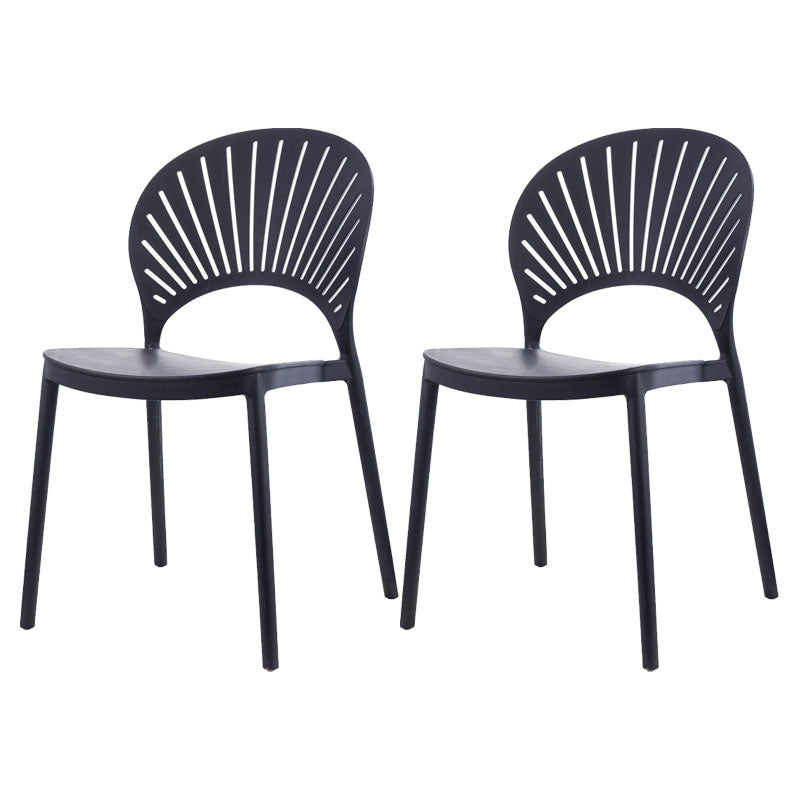 Contemporary Kitchen Stackable Chairs Plastic Dining Armless Side Chair Black 2 Piece Set Clearhalo ' kitchen&dining_furn' 'Dining Chairs' 'Dining Tables & Seating' 'dining_chair' 'furn' 'furn_dining_chair' 'Furniture' 'furniture_dining_chair' 'Kitchen & Dining Furniture' 'kitchen' 4577790