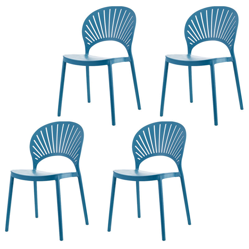 Contemporary Kitchen Stackable Chairs Plastic Dining Armless Side Chair Peacock Blue 4 Piece Set Clearhalo ' kitchen&dining_furn' 'Dining Chairs' 'Dining Tables & Seating' 'dining_chair' 'furn' 'furn_dining_chair' 'Furniture' 'furniture_dining_chair' 'Kitchen & Dining Furniture' 'kitchen' 4577794