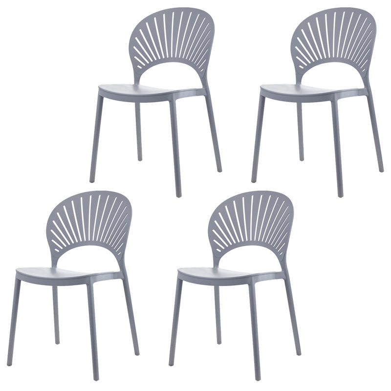 Contemporary Kitchen Stackable Chairs Plastic Dining Armless Side Chair Grey 4 Piece Set Clearhalo ' kitchen&dining_furn' 'Dining Chairs' 'Dining Tables & Seating' 'dining_chair' 'furn' 'furn_dining_chair' 'Furniture' 'furniture_dining_chair' 'Kitchen & Dining Furniture' 'kitchen' 4577797