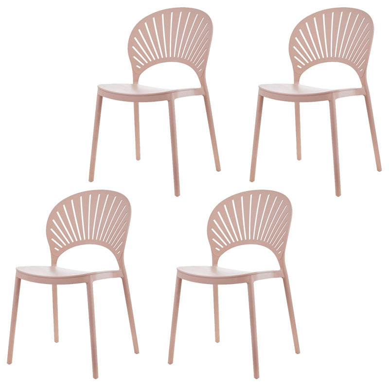 Contemporary Kitchen Stackable Chairs Plastic Dining Armless Side Chair Pink 4 Piece Set Clearhalo ' kitchen&dining_furn' 'Dining Chairs' 'Dining Tables & Seating' 'dining_chair' 'furn' 'furn_dining_chair' 'Furniture' 'furniture_dining_chair' 'Kitchen & Dining Furniture' 'kitchen' 4577800