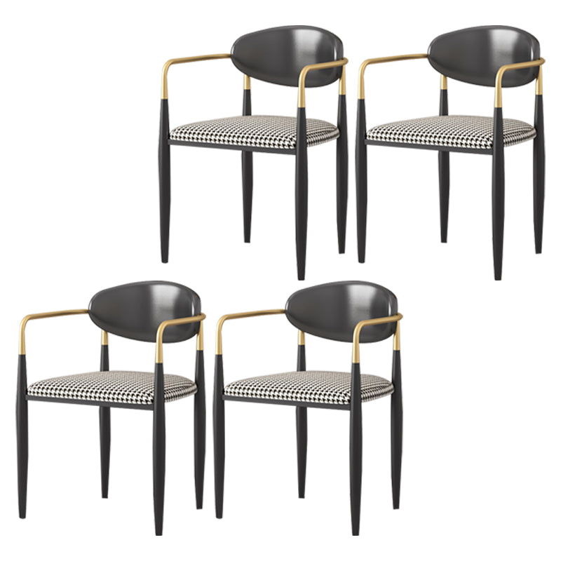 Contemporary Kitchen Chair Dining Arm Side Chair with Metal Legs Black 4 Piece Set Clearhalo ' kitchen&dining_furn' 'Dining Chairs' 'Dining Tables & Seating' 'dining_chair' 'furn' 'furn_dining_chair' 'Furniture' 'furniture_dining_chair' 'Kitchen & Dining Furniture' 'kitchen' 4577806