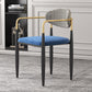 Contemporary Kitchen Chair Dining Arm Side Chair with Metal Legs Blue 1 Piece Clearhalo ' kitchen&dining_furn' 'Dining Chairs' 'Dining Tables & Seating' 'dining_chair' 'furn' 'furn_dining_chair' 'Furniture' 'furniture_dining_chair' 'Kitchen & Dining Furniture' 'kitchen' 4577808