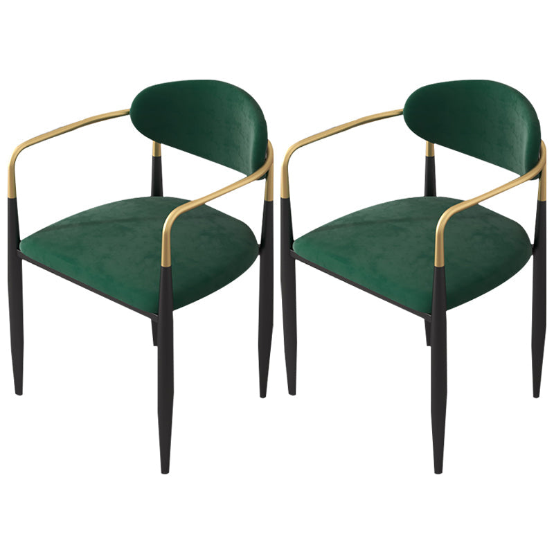 Contemporary Kitchen Chair Dining Arm Side Chair with Metal Legs Green 2 Piece Set Clearhalo ' kitchen&dining_furn' 'Dining Chairs' 'Dining Tables & Seating' 'dining_chair' 'furn' 'furn_dining_chair' 'Furniture' 'furniture_dining_chair' 'Kitchen & Dining Furniture' 'kitchen' 4577816