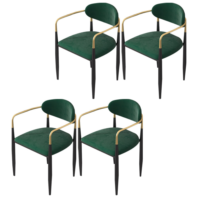Contemporary Kitchen Chair Dining Arm Side Chair with Metal Legs Green 4 Piece Set Clearhalo ' kitchen&dining_furn' 'Dining Chairs' 'Dining Tables & Seating' 'dining_chair' 'furn' 'furn_dining_chair' 'Furniture' 'furniture_dining_chair' 'Kitchen & Dining Furniture' 'kitchen' 4577819