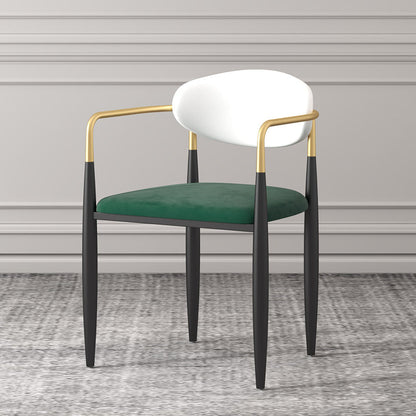 Contemporary Kitchen Chair Dining Arm Side Chair with Metal Legs White-Green 1 Piece Clearhalo ' kitchen&dining_furn' 'Dining Chairs' 'Dining Tables & Seating' 'dining_chair' 'furn' 'furn_dining_chair' 'Furniture' 'furniture_dining_chair' 'Kitchen & Dining Furniture' 'kitchen' 4577823