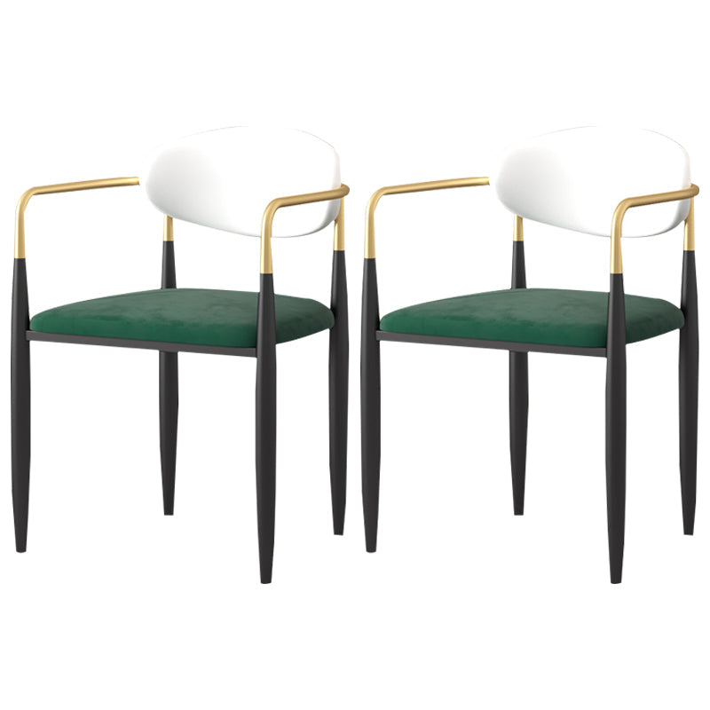 Contemporary Kitchen Chair Dining Arm Side Chair with Metal Legs White-Green 2 Piece Set Clearhalo ' kitchen&dining_furn' 'Dining Chairs' 'Dining Tables & Seating' 'dining_chair' 'furn' 'furn_dining_chair' 'Furniture' 'furniture_dining_chair' 'Kitchen & Dining Furniture' 'kitchen' 4577824
