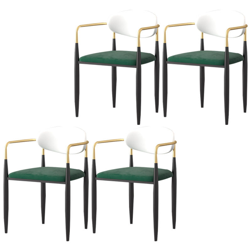 Contemporary Kitchen Chair Dining Arm Side Chair with Metal Legs White-Green 4 Piece Set Clearhalo ' kitchen&dining_furn' 'Dining Chairs' 'Dining Tables & Seating' 'dining_chair' 'furn' 'furn_dining_chair' 'Furniture' 'furniture_dining_chair' 'Kitchen & Dining Furniture' 'kitchen' 4577825