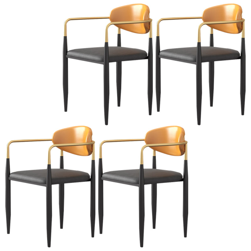 Contemporary Kitchen Chair Dining Arm Side Chair with Metal Legs Orange Black 4 Piece Set Clearhalo ' kitchen&dining_furn' 'Dining Chairs' 'Dining Tables & Seating' 'dining_chair' 'furn' 'furn_dining_chair' 'Furniture' 'furniture_dining_chair' 'Kitchen & Dining Furniture' 'kitchen' 4577831