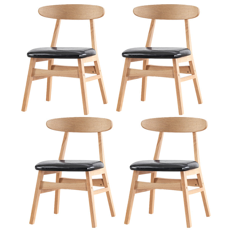 Contemporary Kitchen Open Back Chairs Dining Armless Side Chair with Wooden Legs Wood Faux Leather 4 Piece Set Clearhalo ' kitchen&dining_furn' 'Dining Chairs' 'Dining Tables & Seating' 'dining_chair' 'furn' 'furn_dining_chair' 'Furniture' 'furniture_dining_chair' 'Kitchen & Dining Furniture' 'kitchen' 4577847