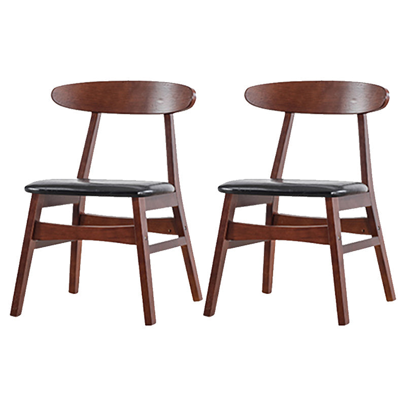 Contemporary Kitchen Open Back Chairs Dining Armless Side Chair with Wooden Legs Walnut Faux Leather 2 Piece Set Clearhalo ' kitchen&dining_furn' 'Dining Chairs' 'Dining Tables & Seating' 'dining_chair' 'furn' 'furn_dining_chair' 'Furniture' 'furniture_dining_chair' 'Kitchen & Dining Furniture' 'kitchen' 4577851