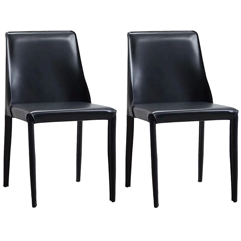 Modern Metal Dining Armless Chair Leather Dining Room Chair for Home Use Black 2 Piece Set Clearhalo ' kitchen&dining_furn' 'Dining Chairs' 'Dining Tables & Seating' 'dining_chair' 'furn' 'furn_dining_chair' 'Furniture' 'furniture_dining_chair' 'Kitchen & Dining Furniture' 'kitchen' 4577861