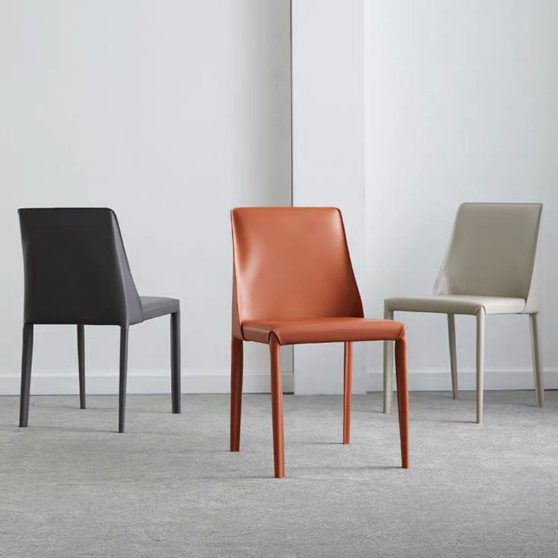 Modern Metal Dining Armless Chair Leather Dining Room Chair for Home Use Clearhalo ' kitchen&dining_furn' 'Dining Chairs' 'Dining Tables & Seating' 'dining_chair' 'furn' 'furn_dining_chair' 'Furniture' 'furniture_dining_chair' 'Kitchen & Dining Furniture' 'kitchen' 4577862