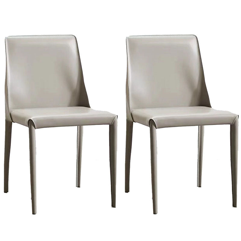Modern Metal Dining Armless Chair Leather Dining Room Chair for Home Use Off-White 2 Piece Set Clearhalo ' kitchen&dining_furn' 'Dining Chairs' 'Dining Tables & Seating' 'dining_chair' 'furn' 'furn_dining_chair' 'Furniture' 'furniture_dining_chair' 'Kitchen & Dining Furniture' 'kitchen' 4577863