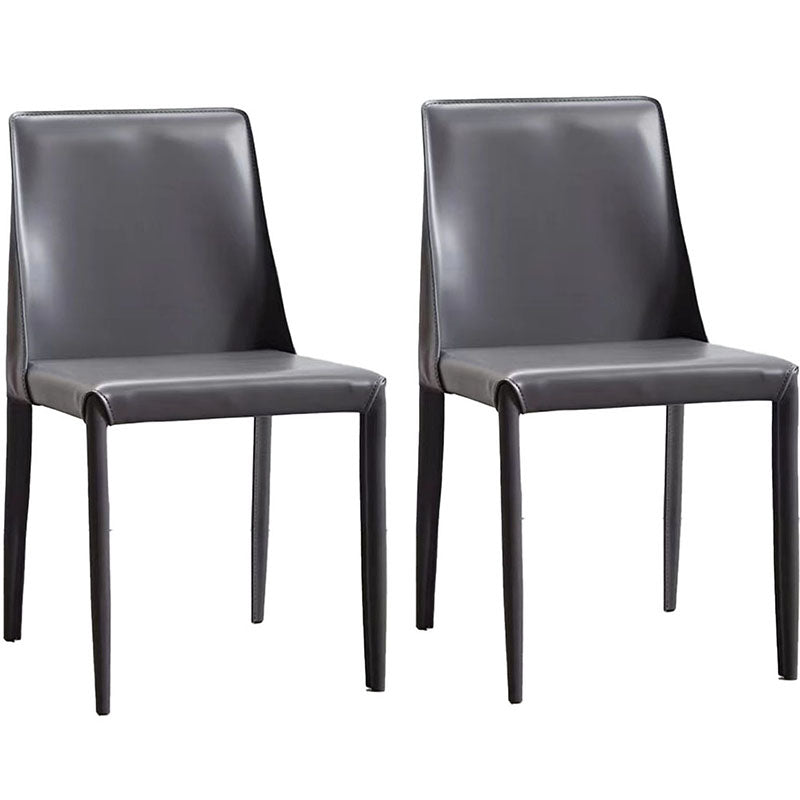Modern Metal Dining Armless Chair Leather Dining Room Chair for Home Use Dark Gray 2 Piece Set Clearhalo ' kitchen&dining_furn' 'Dining Chairs' 'Dining Tables & Seating' 'dining_chair' 'furn' 'furn_dining_chair' 'Furniture' 'furniture_dining_chair' 'Kitchen & Dining Furniture' 'kitchen' 4577865
