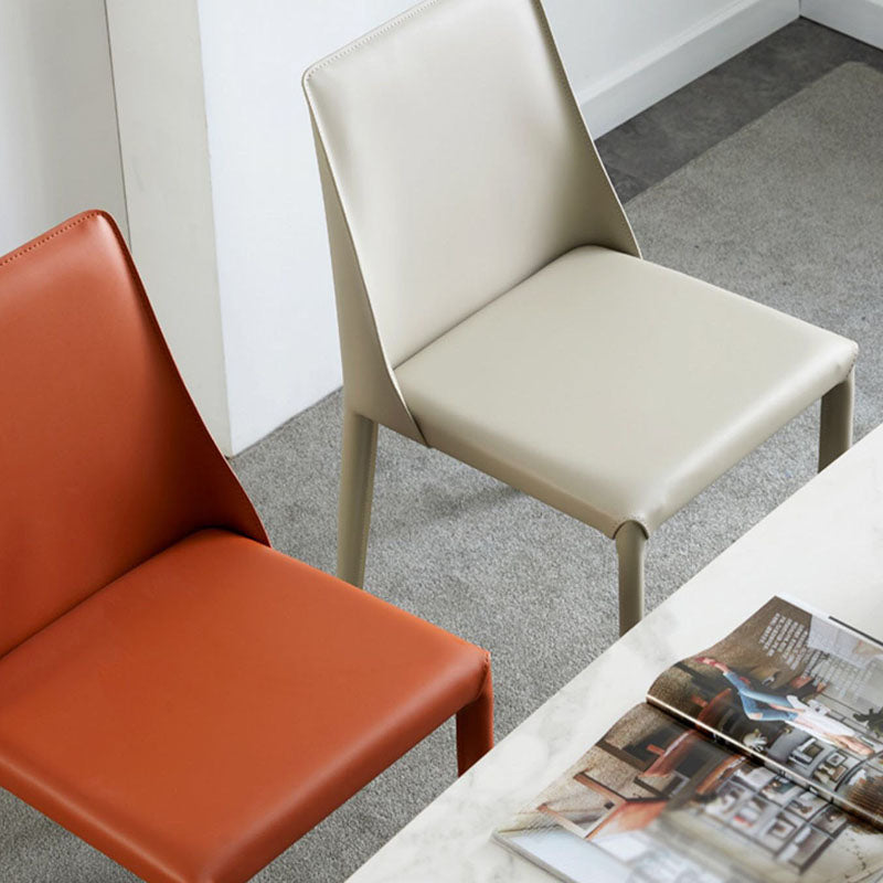 Modern Metal Dining Armless Chair Leather Dining Room Chair for Home Use Clearhalo ' kitchen&dining_furn' 'Dining Chairs' 'Dining Tables & Seating' 'dining_chair' 'furn' 'furn_dining_chair' 'Furniture' 'furniture_dining_chair' 'Kitchen & Dining Furniture' 'kitchen' 4577871