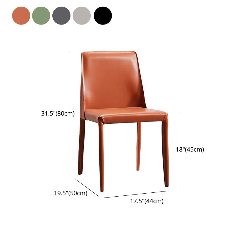 Modern Metal Dining Armless Chair Leather Dining Room Chair for Home Use Clearhalo ' kitchen&dining_furn' 'Dining Chairs' 'Dining Tables & Seating' 'dining_chair' 'furn' 'furn_dining_chair' 'Furniture' 'furniture_dining_chair' 'Kitchen & Dining Furniture' 'kitchen' 4577872