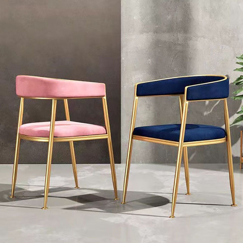 Glam Metal Arm Dining Chair Upholstered Dining Side Chair for Restaurant Use Clearhalo ' kitchen&dining_furn' 'Dining Chairs' 'Dining Tables & Seating' 'dining_chair' 'furn' 'furn_dining_chair' 'Furniture' 'furniture_dining_chair' 'Kitchen & Dining Furniture' 'kitchen' 4577873