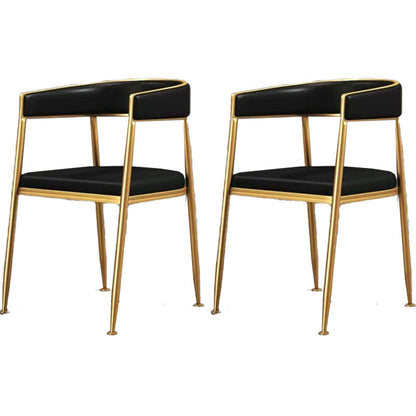 Glam Metal Arm Dining Chair Upholstered Dining Side Chair for Restaurant Use Black 2 Piece Set Clearhalo ' kitchen&dining_furn' 'Dining Chairs' 'Dining Tables & Seating' 'dining_chair' 'furn' 'furn_dining_chair' 'Furniture' 'furniture_dining_chair' 'Kitchen & Dining Furniture' 'kitchen' 4577875