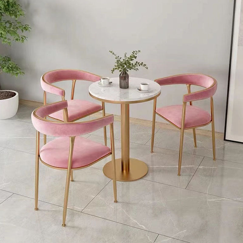Glam Metal Arm Dining Chair Upholstered Dining Side Chair for Restaurant Use Clearhalo ' kitchen&dining_furn' 'Dining Chairs' 'Dining Tables & Seating' 'dining_chair' 'furn' 'furn_dining_chair' 'Furniture' 'furniture_dining_chair' 'Kitchen & Dining Furniture' 'kitchen' 4577876