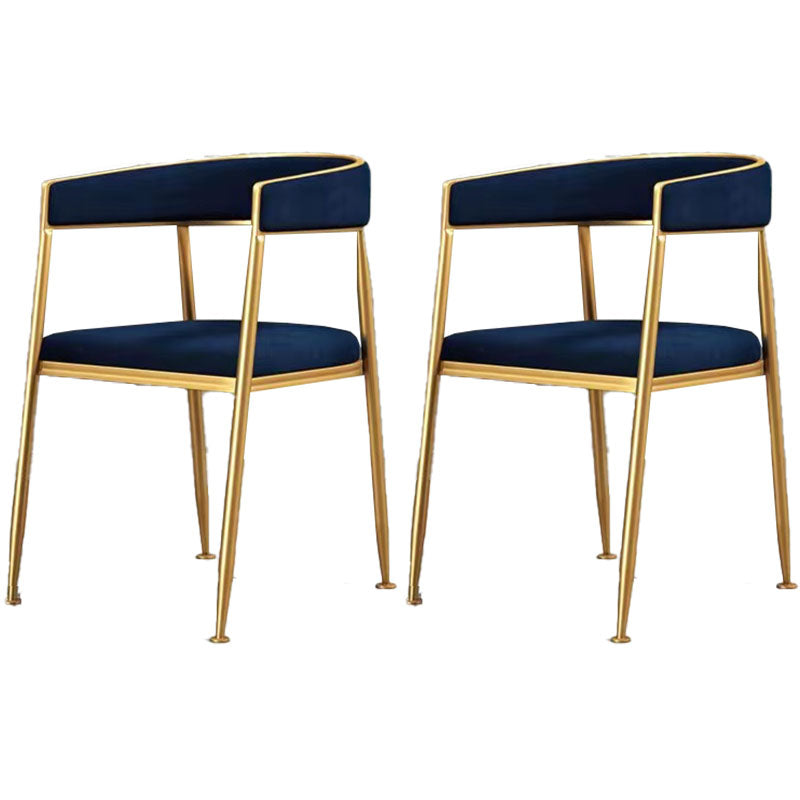 Glam Metal Arm Dining Chair Upholstered Dining Side Chair for Restaurant Use Blue 2 Piece Set Clearhalo ' kitchen&dining_furn' 'Dining Chairs' 'Dining Tables & Seating' 'dining_chair' 'furn' 'furn_dining_chair' 'Furniture' 'furniture_dining_chair' 'Kitchen & Dining Furniture' 'kitchen' 4577877