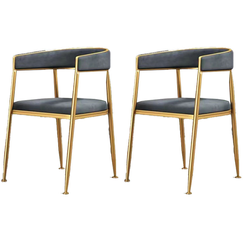 Glam Metal Arm Dining Chair Upholstered Dining Side Chair for Restaurant Use Grey 2 Piece Set Clearhalo ' kitchen&dining_furn' 'Dining Chairs' 'Dining Tables & Seating' 'dining_chair' 'furn' 'furn_dining_chair' 'Furniture' 'furniture_dining_chair' 'Kitchen & Dining Furniture' 'kitchen' 4577879