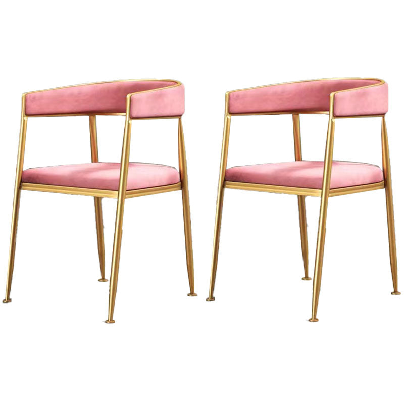 Glam Metal Arm Dining Chair Upholstered Dining Side Chair for Restaurant Use Pink 2 Piece Set Clearhalo ' kitchen&dining_furn' 'Dining Chairs' 'Dining Tables & Seating' 'dining_chair' 'furn' 'furn_dining_chair' 'Furniture' 'furniture_dining_chair' 'Kitchen & Dining Furniture' 'kitchen' 4577881